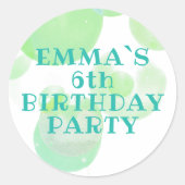 かわいいグリーンとブルーバブル子供の誕生日 ラウンドシール (正面)