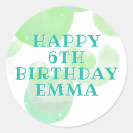 かわいいグリーンとブルーバブル子供の誕生日 ラウンドシール