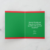 かわいいグリーンとレッドゴおもしろいルフサンタクロース シーズンカード (内部)