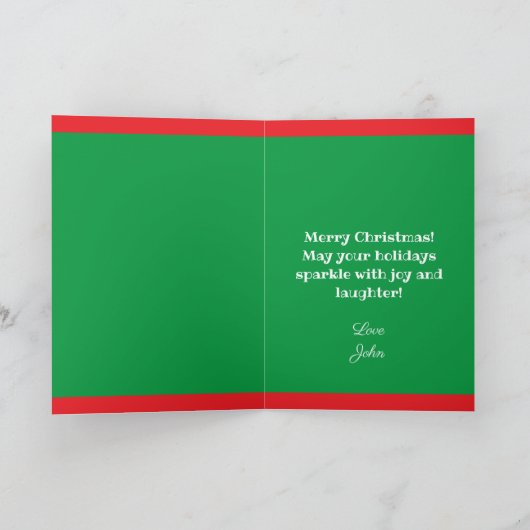 かわいいグリーンとレッドゴおもしろいルフサンタクロース シーズンカード (内部)