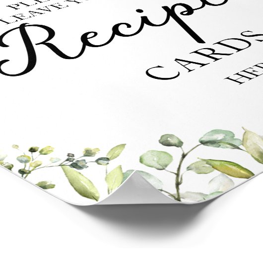 かわいいグリーンのウェディングシャワーレシピカードサイン ポスター (角)