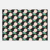 かわいいグリーンのベビーボトル ギフト包装 ラッピングペーパーシート (正面2)