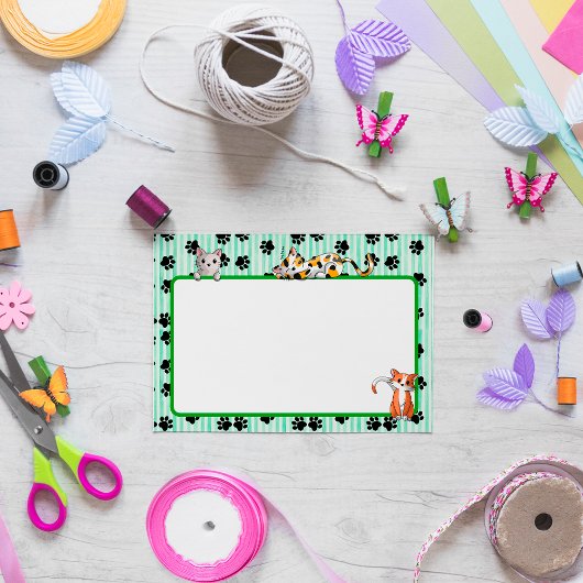 かわいいグリーンの手かわいい子猫たち4" x 3" ポストイット