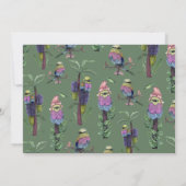 かわいいグリーンの熱帯の鳥のカップルのベビーシャワー 招待状 (裏面)