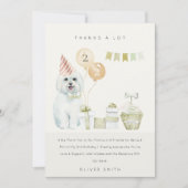 かわいいグリーンの錆びた犬の誕生日写真パーティー サンキューカード (正面)
