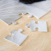 かわいいグリーンアイドカリコキャットポートレート ジグソーパズル (側面)