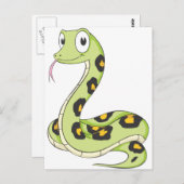 かわいいグリーンアナコンダスネークアニメ ポストカード (正面/裏面)