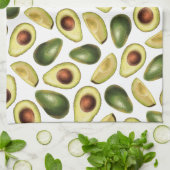 かわいいグリーンアボカドとアボカドスライス キッチンタオル (折り畳み)
