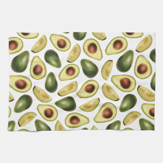 かわいいグリーンアボカドとアボカドスライス キッチンタオル (横)