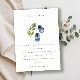 かわいいグリーンインクブルーボーイシューズ葉ベビーシャワー サンキューカード