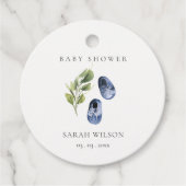 かわいいグリーンインクブルーボーイシューズ葉ベビーシャワー フェイバータグ (正面)