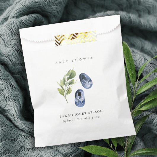 かわいいグリーンインクブルーボーイシューズ葉ベビーシャワー フェイバーバッグ