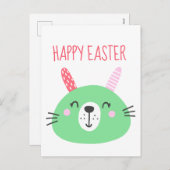 かわいいグリーンイースターバニー シーズンポストカード (正面/裏面)