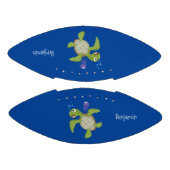 かわいいグリーンウミガメhappy cartoonイラストレーション アメリカンフットボール (パネル)