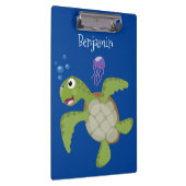 かわいいグリーンウミガメhappy cartoonイラストレーション クリップボード (右)