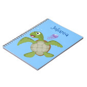かわいいグリーンウミガメhappy cartoonイラストレーション ノートブック (左側)