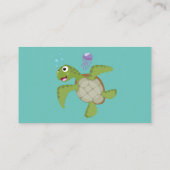 かわいいグリーンウミガメhappy cartoonイラストレーション 名刺 (裏面)