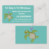 かわいいグリーンウミガメhappy cartoonイラストレーション 名刺 (正面/裏面)