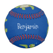 かわいいグリーンウミガメhappy cartoonイラストレーション 野球ボール (正面)