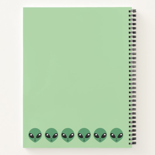 かわいいグリーンエイリアン ノートブック (裏面)