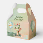 かわいいグリーンオレンジのドラゴンボーイベビーシャワーありがとう フェイバーボックス (正面サイド)