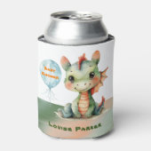 かわいいグリーンオレンジのドラゴンボーイベビーシャワー 缶クーラー (缶正面)