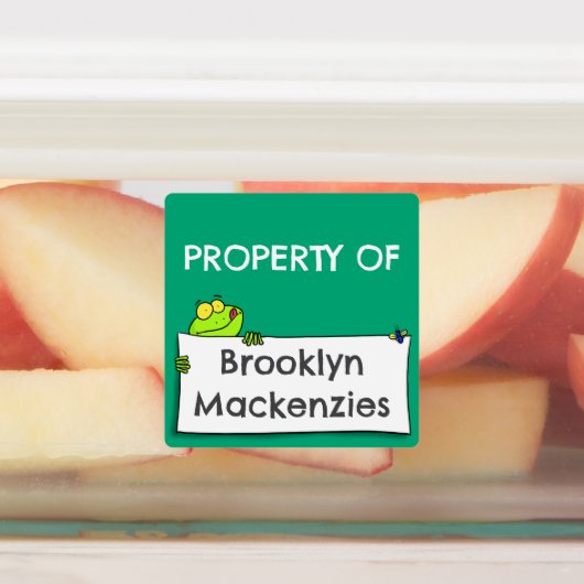 かわいいグリーンカエルのサインパーソナライズされた漫画 ラベル (貼付)