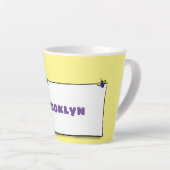 かわいいグリーンカエルのサイン漫画イラストレーション カフェラテマグ (右アングル)