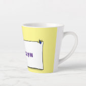 かわいいグリーンカエルのサイン漫画イラストレーション カフェラテマグ (右)