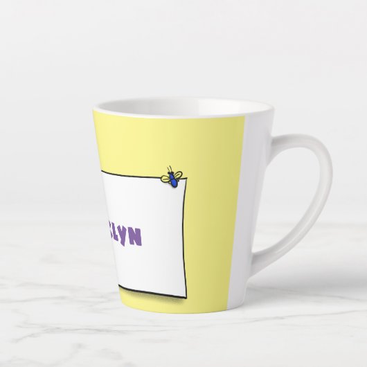 かわいいグリーンカエルのサイン漫画イラストレーション カフェラテマグ (右)