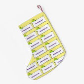 かわいいグリーンカエルのサイン漫画イラストレーション スモールクリスマスストッキング (裏面 (吊り時))