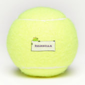 かわいいグリーンカエルのサイン漫画イラストレーション テニスボール (正面)