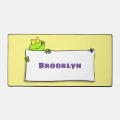 かわいいグリーンカエルのサイン漫画イラストレーション デスクマット (正面)