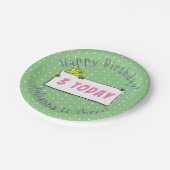 かわいいグリーンカエルのサイン漫画イラストレーション ペーパープレート (アングル)