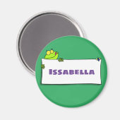 かわいいグリーンカエルのサイン漫画イラストレーション マグネット (正面/裏面)