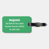 かわいいグリーンカエルのサイン漫画イラストレーション ラゲッジタグ (裏面横)