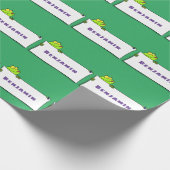 かわいいグリーンカエルのサイン漫画イラストレーション ラッピングペーパー (角)