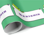 かわいいグリーンカエルのサイン漫画イラストレーション ラッピングペーパー (ロールコーナー)