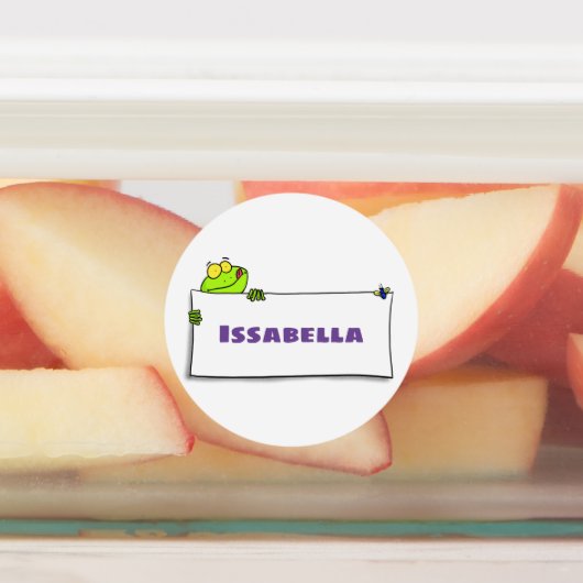 かわいいグリーンカエルのサイン漫画イラストレーション ラベル (貼付)