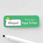 かわいいグリーンカエルのサイン漫画イラストレーション 名札 (インサイチュ)