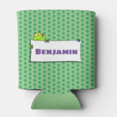 かわいいグリーンカエルのサイン漫画イラストレーション 缶クーラー (裏面)