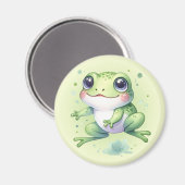 かわいいグリーンカエルの漫画 マグネット (正面/裏面)
