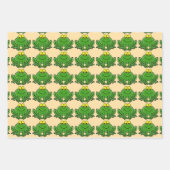 かわいいグリーンカエルデザインラッピング紙 ラッピングペーパーシート (正面)