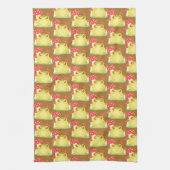 かわいいグリーンカエル自然 キッチンタオル (縦)