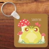 かわいいグリーンカエル自然 キーホルダー (正面)
