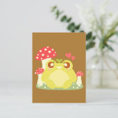 かわいいグリーンカエル自然 ポストカード (スタンド正面)