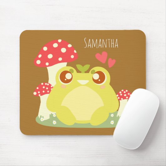 かわいいグリーンカエル自然 マウスパッド (マウス)