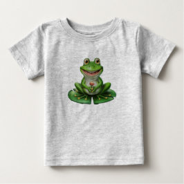 かわいいグリーンカエル ベビーTシャツ