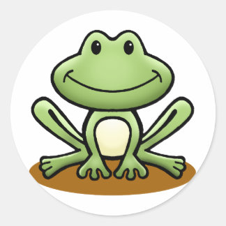 かわいいグリーンカエル ラウンドシール