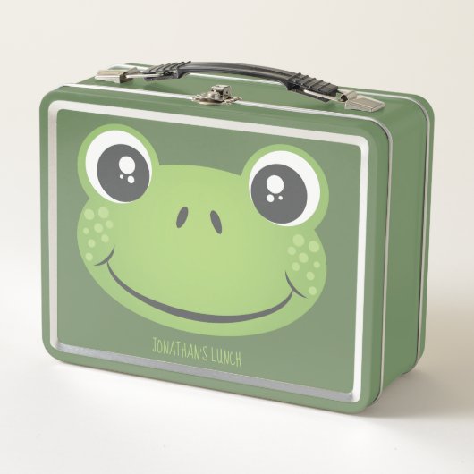 かわいいグリーンカエル |新学期 | Ivoke Lunchbox メタルランチボックス (正面)